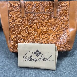 Patricia Nash Floral Embossed Leather Bag in Tan